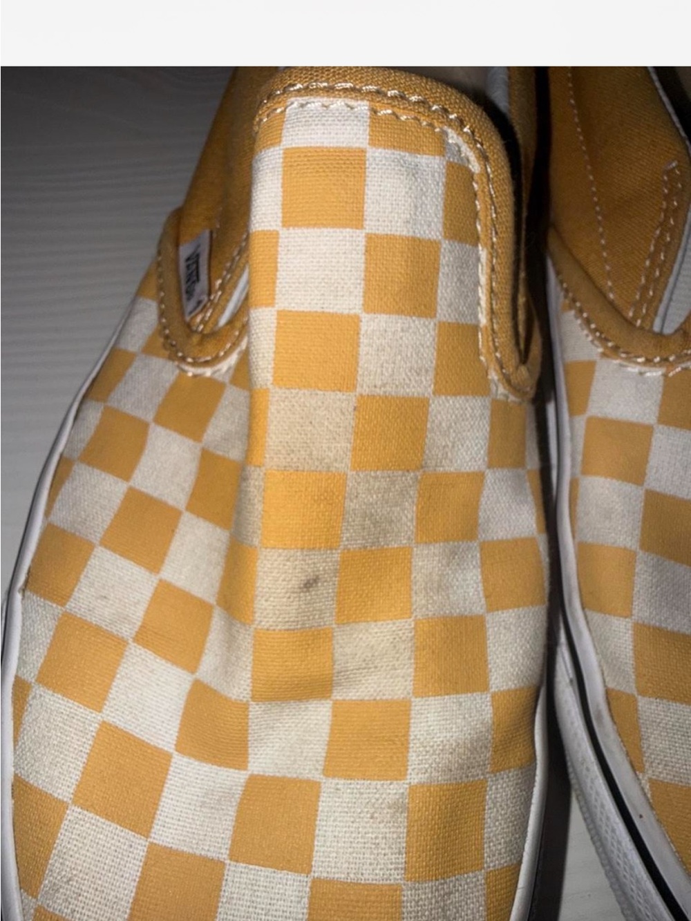 Vans  Checkerboard Slip-On Sneakers in Yellow and White - Picture 3 of 5